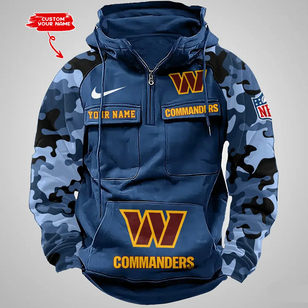 Washington Commanders Hot Camouflage Multi Pockets Zip Hoodie AMCCLG001209 - Image 4