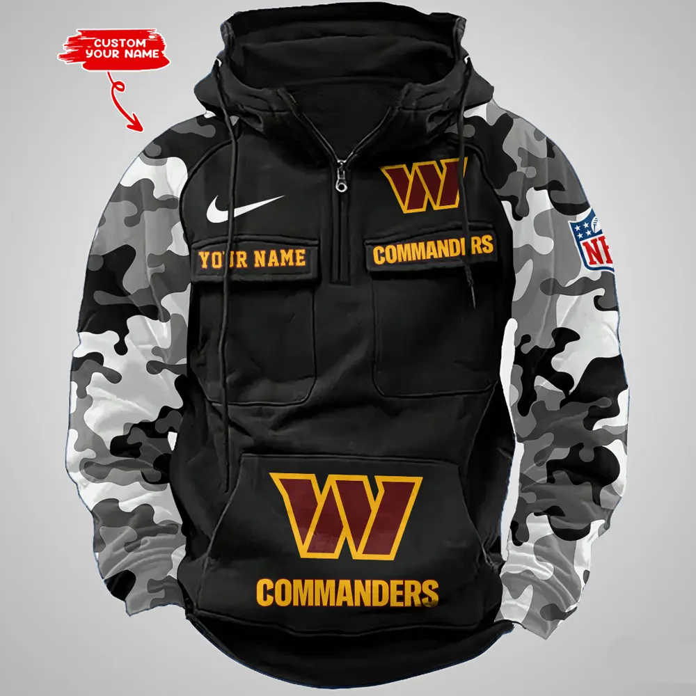Washington Commanders Hot Camouflage Multi Pockets Zip Hoodie AMCCLG001209 - Image 5