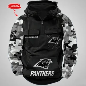 Carolina Panthers Hot Camouflage Multi Pockets Zip Hoodie AMCCLG001214