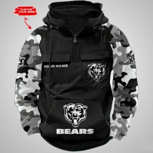 Chicago Bears Hot Camouflage Multi Pockets Zip Hoodie AMCCLG001215