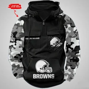 Cleveland Browns Hot Camouflage Multi Pockets Zip Hoodie AMCCLG001217
