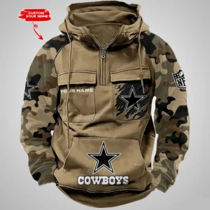 Dallas Cowboys Hot Camouflage Multi Pockets Zip Hoodie AMCCLG001218