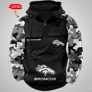 Denver Broncos Hot Camouflage Multi Pockets Zip Hoodie AMCCLG001219