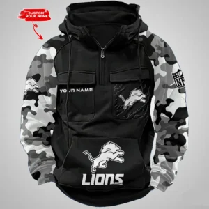 Detroit Lions Hot Camouflage Multi Pockets Zip Hoodie AMCCLG001220