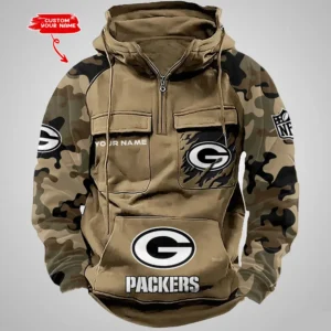 Green Bay Packers Hot Camouflage Multi Pockets Zip Hoodie AMCCLG001221