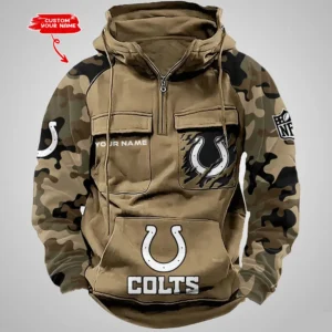 Indianapolis Colts Hot Camouflage Multi Pockets Zip Hoodie AMCCLG001223