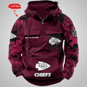Kansas City Chiefs Hot Camouflage Multi Pockets Zip Hoodie AMCCLG001225