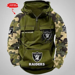 Las Vegas Raiders Hot Camouflage Multi Pockets Zip Hoodie AMCCLG001226