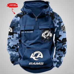 Los Angeles Rams Hot Camouflage Multi Pockets Zip Hoodie AMCCLG001228