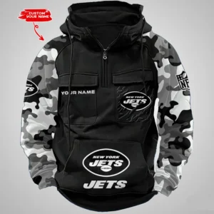 New York Jets Hot Camouflage Multi Pockets Zip Hoodie AMCCLG001234