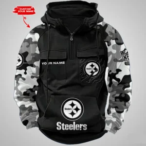 Pittsburgh Steelers Hot Camouflage Multi Pockets Zip Hoodie AMCCLG001236
