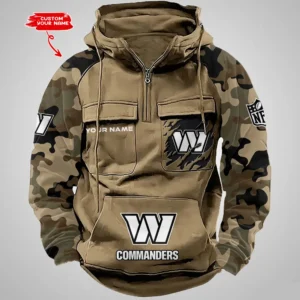 Washington Commanders Hot Camouflage Multi Pockets Zip Hoodie AMCCLG001241