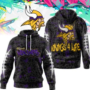 Minnesota Vikings | Premium NFL Special Graffiti My Team 4 Life Hoodie AMCCLG001299