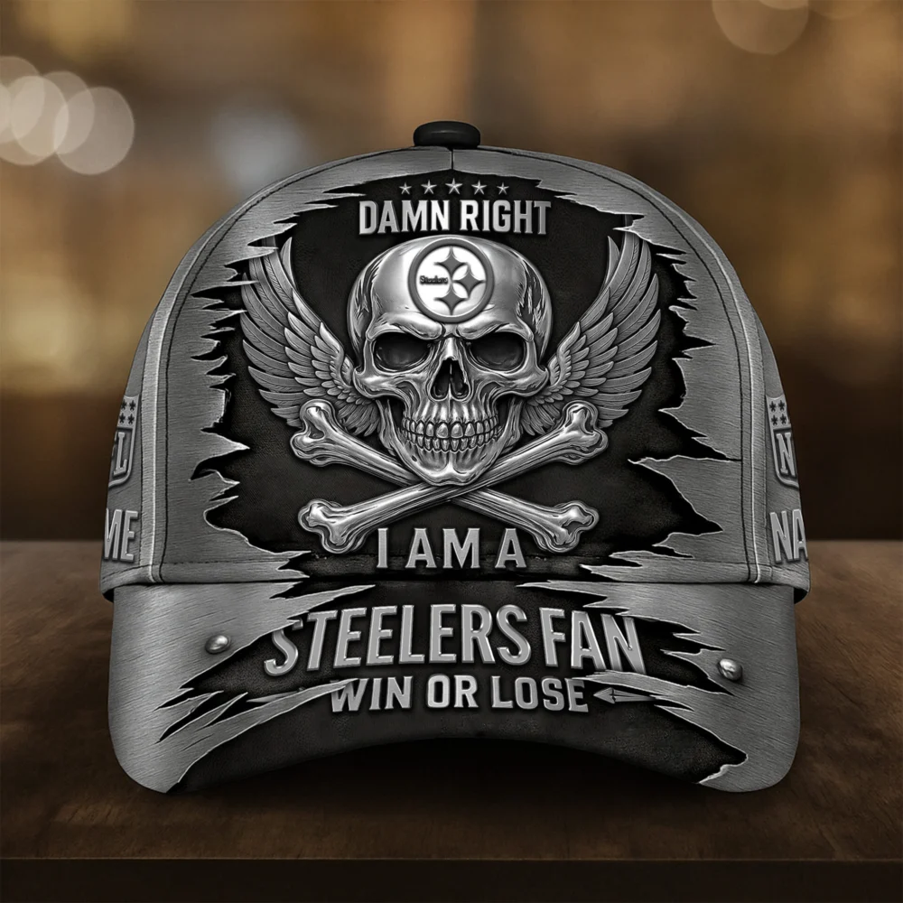 Pittsburgh Steelers | Premium NFL Skull Wings Fan Pride Cap AMCACS000456 - Image 2