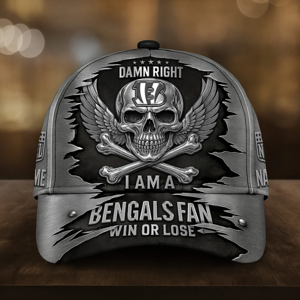 Cincinnati Bengals | Premium NFL Skull Wings Fan Pride Cap AMCACS000470 - Image 2