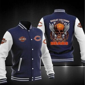 Harley Davidson x NFL Team Chicago Bears Baseball Jacket AMCCLG001274 Dark Blue