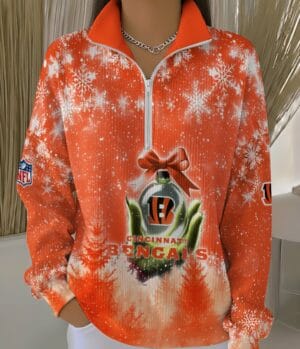 Cincinnati Bengals 2025 Edition Quarter Zip Corduroy Sweatshirt for Christmas AMCCLG001484