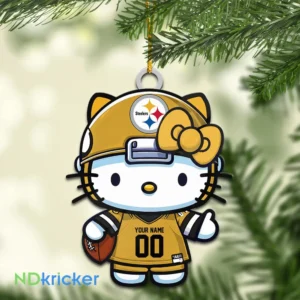 Pittsburgh Steelers x Hello Kitty Christmas Custom Any Name Acrylic Ornament AMCACS000574