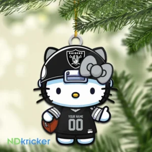 Las Vegas Raiders x Hello Kitty Christmas Custom Any Name Acrylic Ornament AMCACS000564