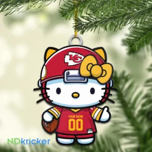 Kansas City Chiefs x Hello Kitty Christmas Custom Any Name Acrylic Ornament AMCACS000563