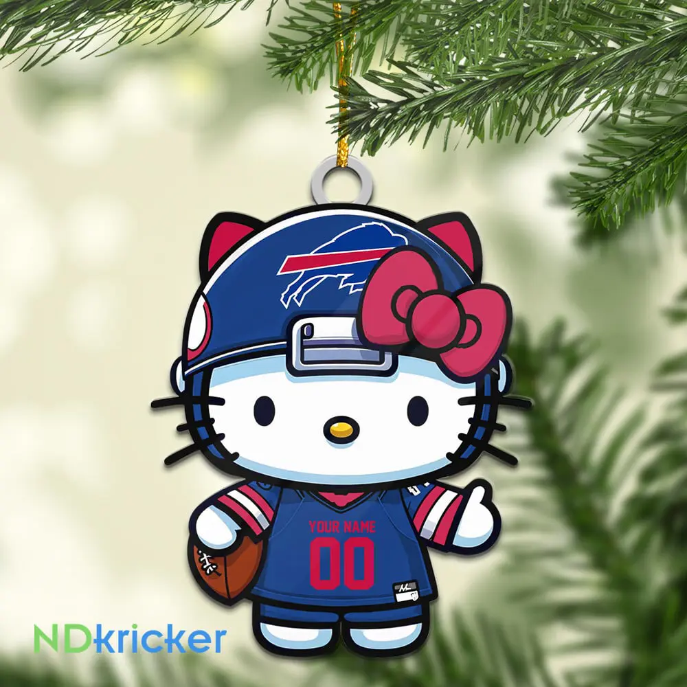 Buffalo Bills x Hello Kitty Christmas Custom Any Name Acrylic Ornament AMCACS000551