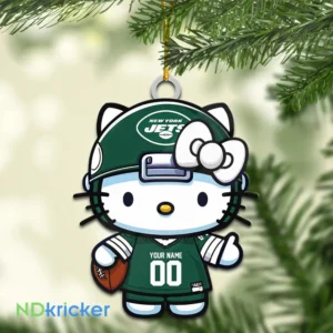 New York Jets x Hello Kitty Christmas Custom Any Name Acrylic Ornament AMCACS000572
