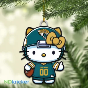 Jacksonville Jaguars x Hello Kitty Christmas Custom Any Name Acrylic Ornament AMCACS000562
