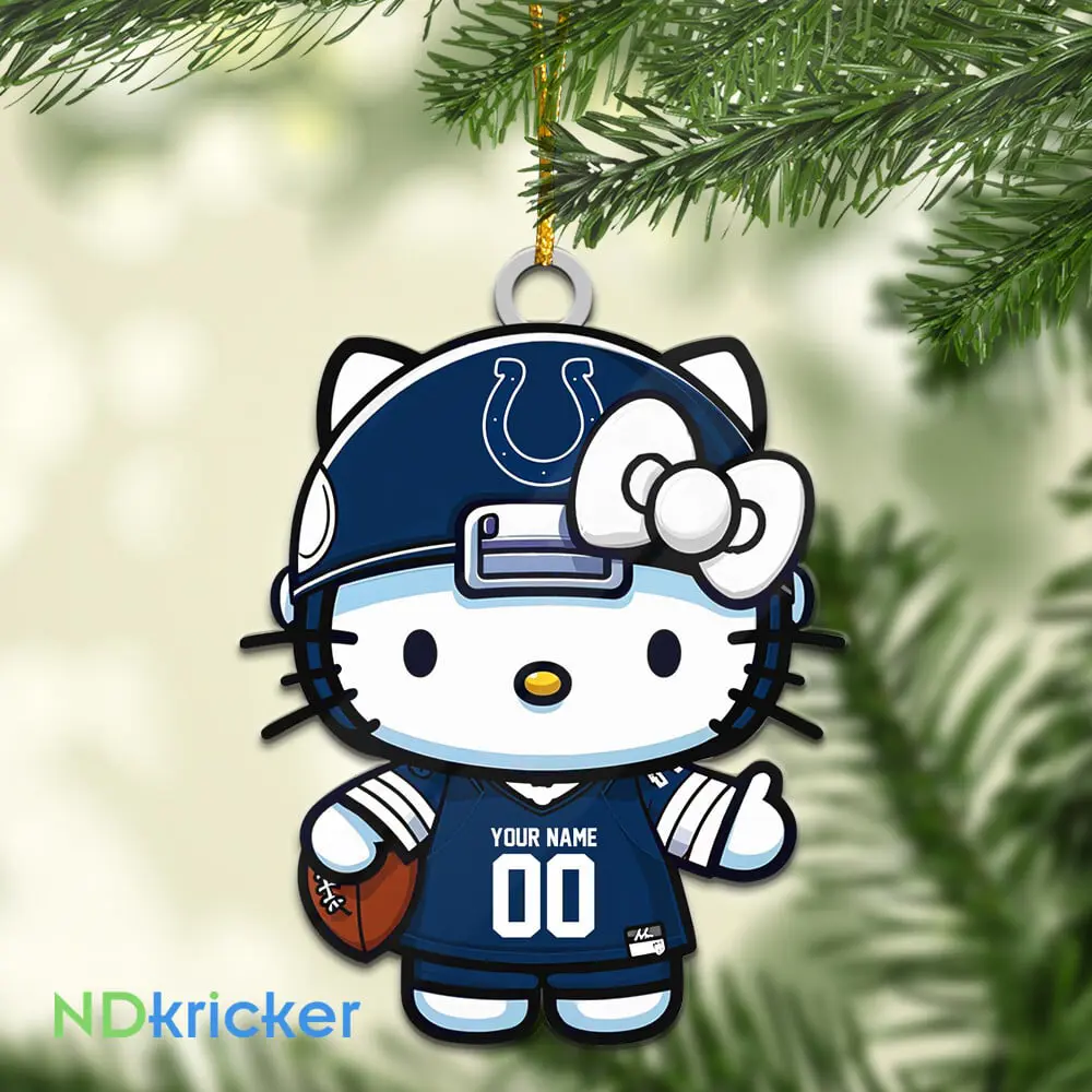 Indianapolis Colts x Hello Kitty Christmas Custom Any Name Acrylic Ornament AMCACS000561