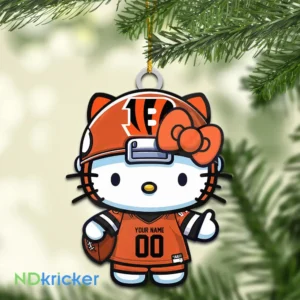 Cincinnati Bengals x Hello Kitty Christmas Custom Any Name Acrylic Ornament AMCACS000554