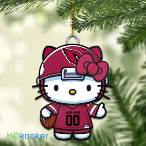 Arizona Cardinals x Hello Kitty Christmas Custom Any Name Acrylic Ornament AMCACS000548