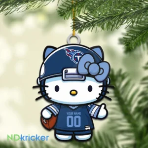 Tennessee Titans x Hello Kitty Christmas Custom Any Name Acrylic Ornament AMCACS000578