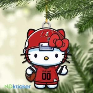 Tampa Bay Buccaneers x Hello Kitty Christmas Custom Any Name Acrylic Ornament AMCACS000577