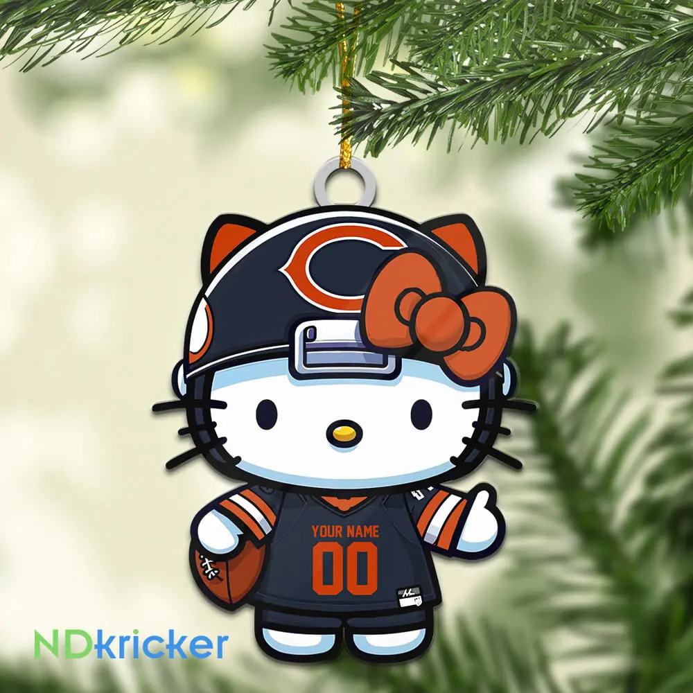 Chicago Bears x Hello Kitty Christmas Custom Any Name Acrylic Ornament AMCACS000553