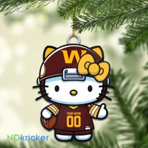 Washington Commanders x Hello Kitty Christmas Custom Any Name Acrylic Ornament AMCACS000579