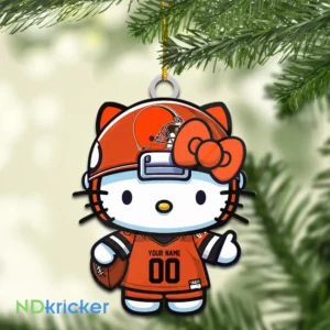 Cleveland Browns x Hello Kitty Christmas Custom Any Name Acrylic Ornament AMCACS000555