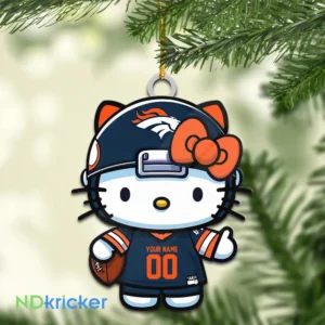 Denver Broncos x Hello Kitty Christmas Custom Any Name Acrylic Ornament AMCACS000557
