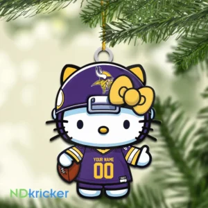Minnesota Vikings x Hello Kitty Christmas Custom Any Name Acrylic Ornament AMCACS000568
