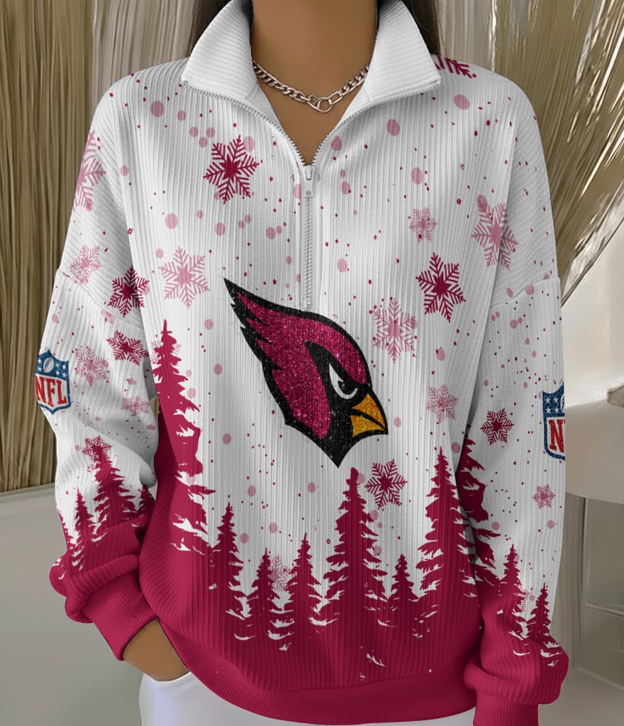 Arizona Cardinals 2025 Edition Quarter Zip Corduroy Sweatshirt for Christmas AMCCLG001437