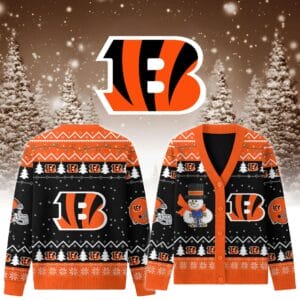 Cincinnati Bengals Premium Christmas Knit Cardigan Custom Name AMCCLG001752