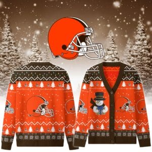Cleveland Browns Premium Christmas Knit Cardigan Custom Name AMCCLG001753