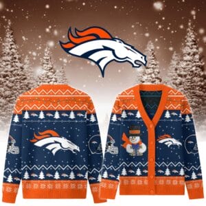 Denver Broncos Premium Christmas Knit Cardigan Custom Name AMCCLG001755