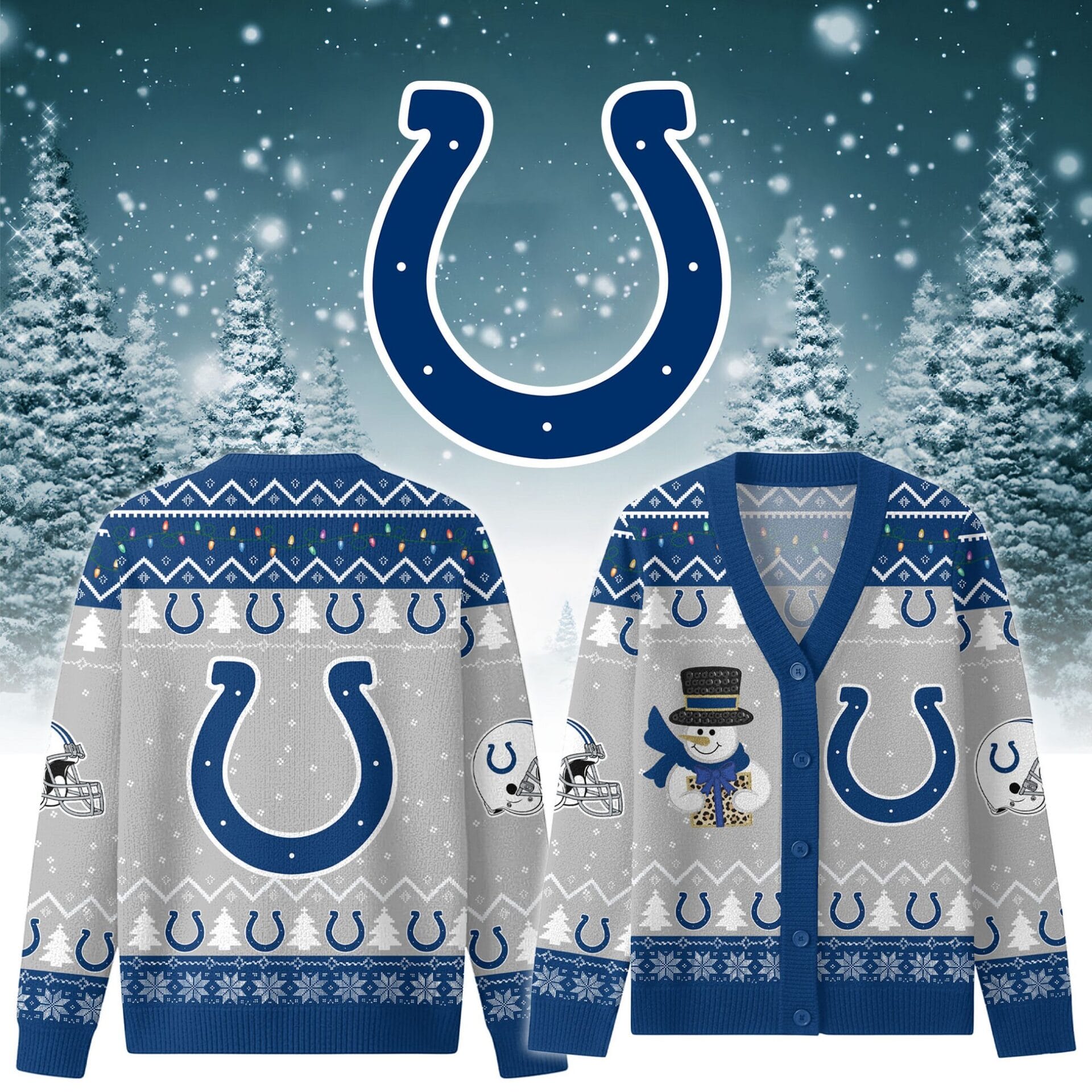 Indianapolis Colts Premium Christmas Knit Cardigan Custom Name AMCCLG001759