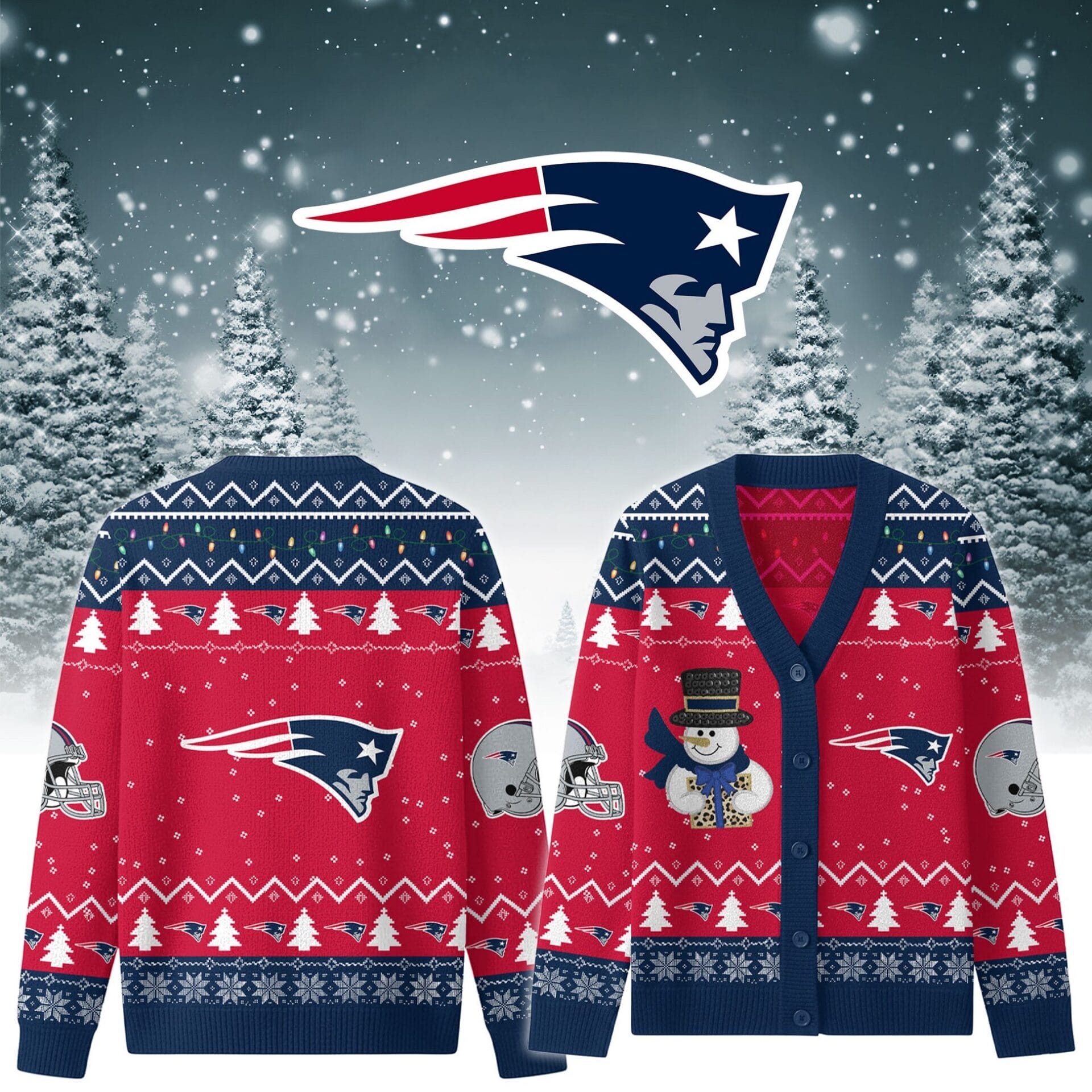 New England Patriots Premium Christmas Knit Cardigan Custom Name AMCCLG001767