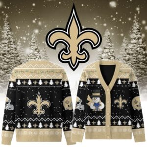 New Orleans Saints Premium Christmas Knit Cardigan Custom Name AMCCLG001768