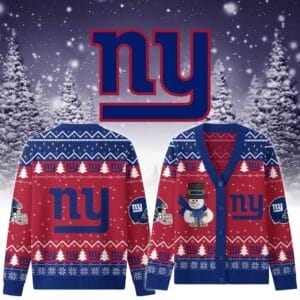 New York Giants Premium Christmas Knit Cardigan Custom Name AMCCLG001769