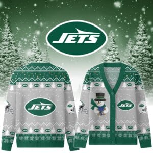 New York Jets Premium Christmas Knit Cardigan Custom Name AMCCLG001770