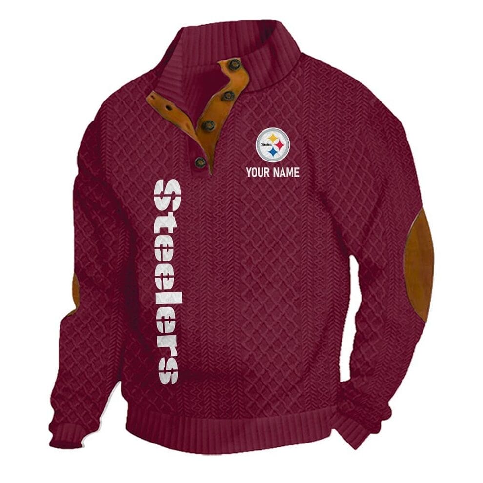 Pittsburgh Steelers Knitted Stand Collar Sweatshirt AMCCLG001368 - Image 6
