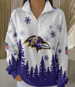 Baltimore Ravens 2025 Edition Quarter Zip Corduroy Sweatshirt for Christmas AMCCLG001441