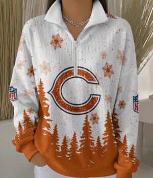 Chicago Bears 2025 Edition Quarter Zip Corduroy Sweatshirt for Christmas AMCCLG001460