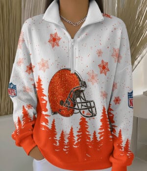 Cleveland Browns 2025 Edition Quarter Zip Corduroy Sweatshirt for Christmas AMCCLG001445